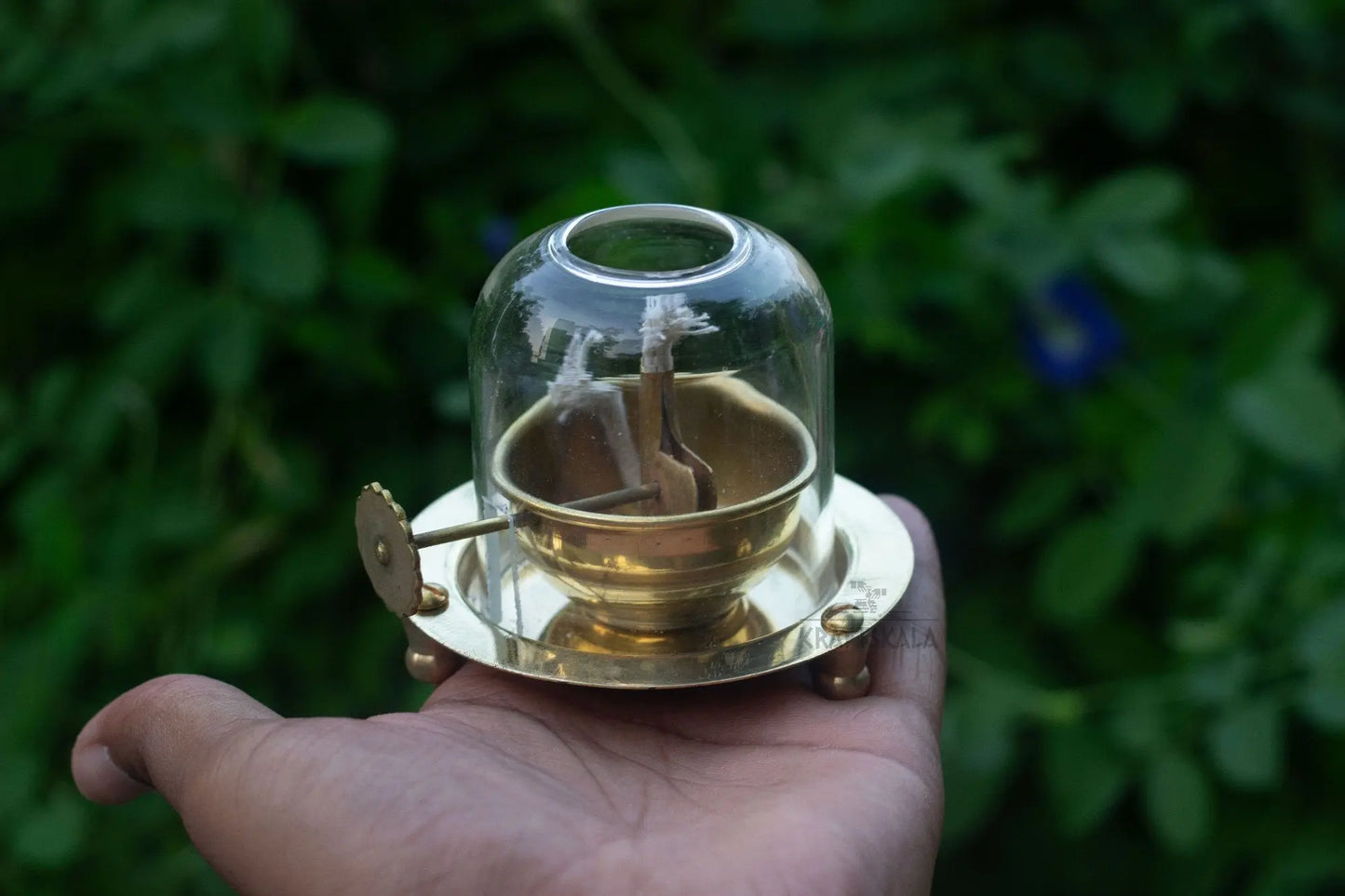 Golden Brass Akhand Diya Oil Lamp with Rotating Wick | Traditional Pooja Diya | Temple Oil Lamp y17902-r9