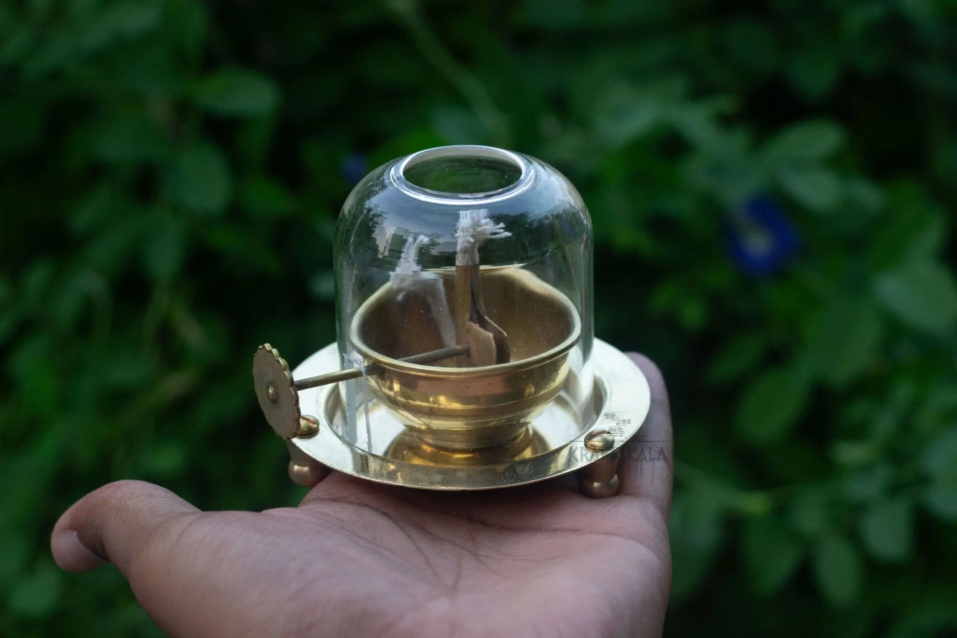 Golden Brass Akhand Diya Oil Lamp with Rotating Wick | Traditional Pooja Diya | Temple Oil Lamp y17902-r9