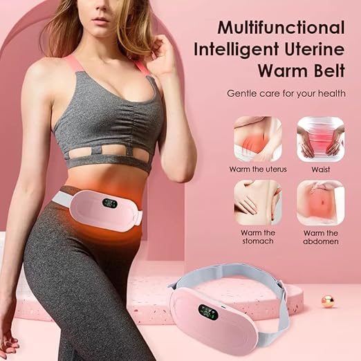 aGIOGIO Portable Cordless Heating Pad | Menstrual Cramp Relief Belt | 3 Heat & 4 Massage Modes | USB Rechargeable, Pink