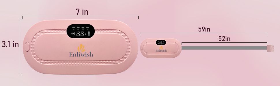 aGIOGIO Portable Cordless Heating Pad | Menstrual Cramp Relief Belt | 3 Heat & 4 Massage Modes | USB Rechargeable, Pink