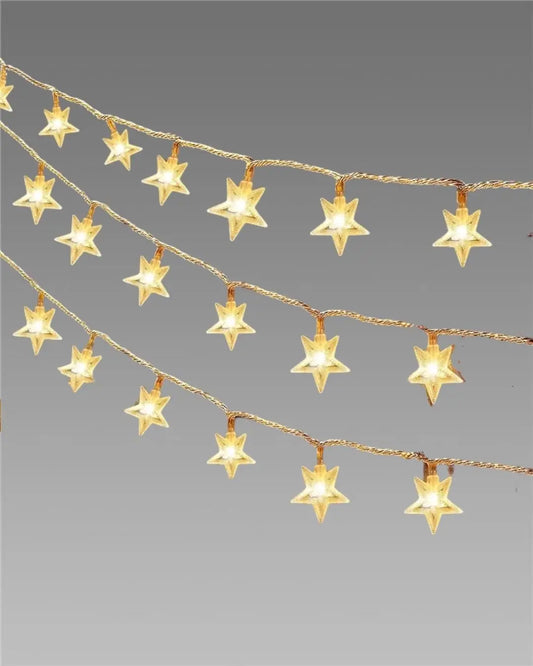 Serial String Star Lights | 16 LED Warm White Fairy Lights | Waterproof Decoration Lights for Home, Parties & Festivals (3M) y17902-r9
