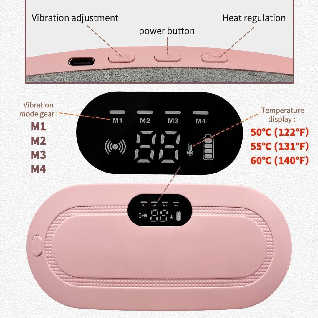 aGIOGIO Portable Cordless Heating Pad | Menstrual Cramp Relief Belt | 3 Heat & 4 Massage Modes | USB Rechargeable, Pink