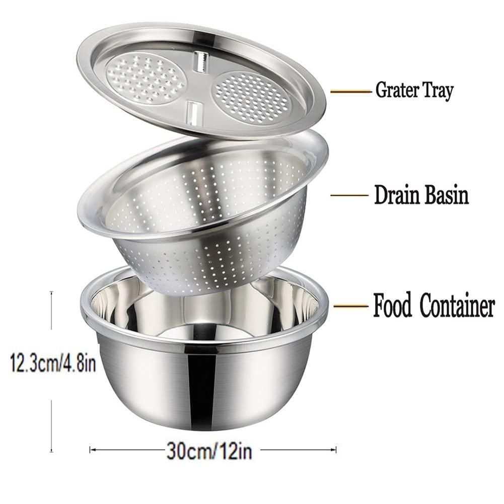 3 in 1 Multifunctional Grater Basin Stainless Steel Colanders Set y17902-r9