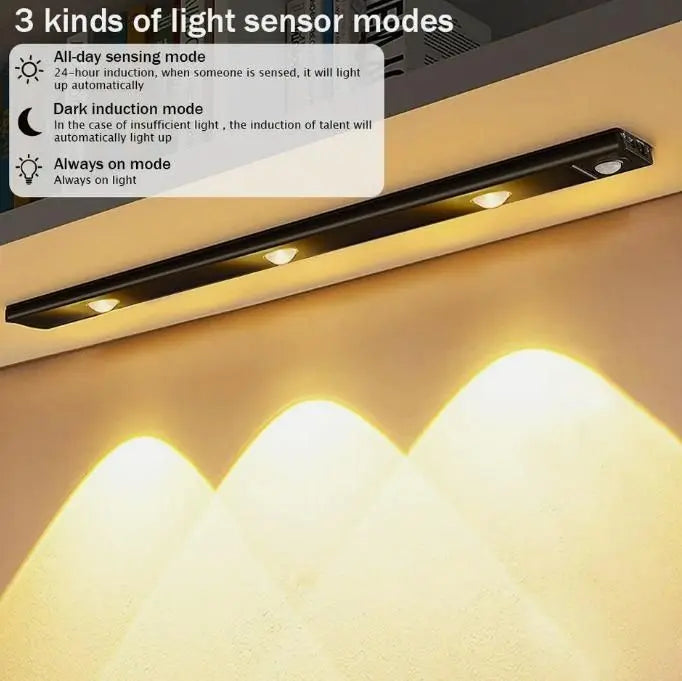 LED PIR Motion Sensor Cabinet Light | USB Rechargeable | 3 Color Modes | Wireless Stick-On Night Lamp y17902-r9