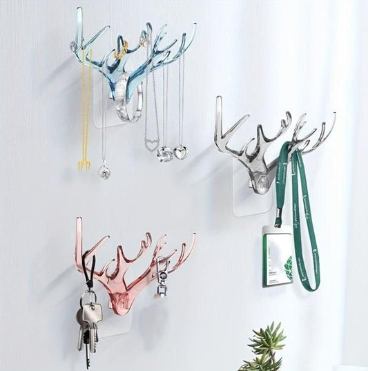 Deer Horns Antler Shaped Wall Hook | Decorative Clothes & Key Hanger (Pack of 1) | Multi-Color y17902-r9