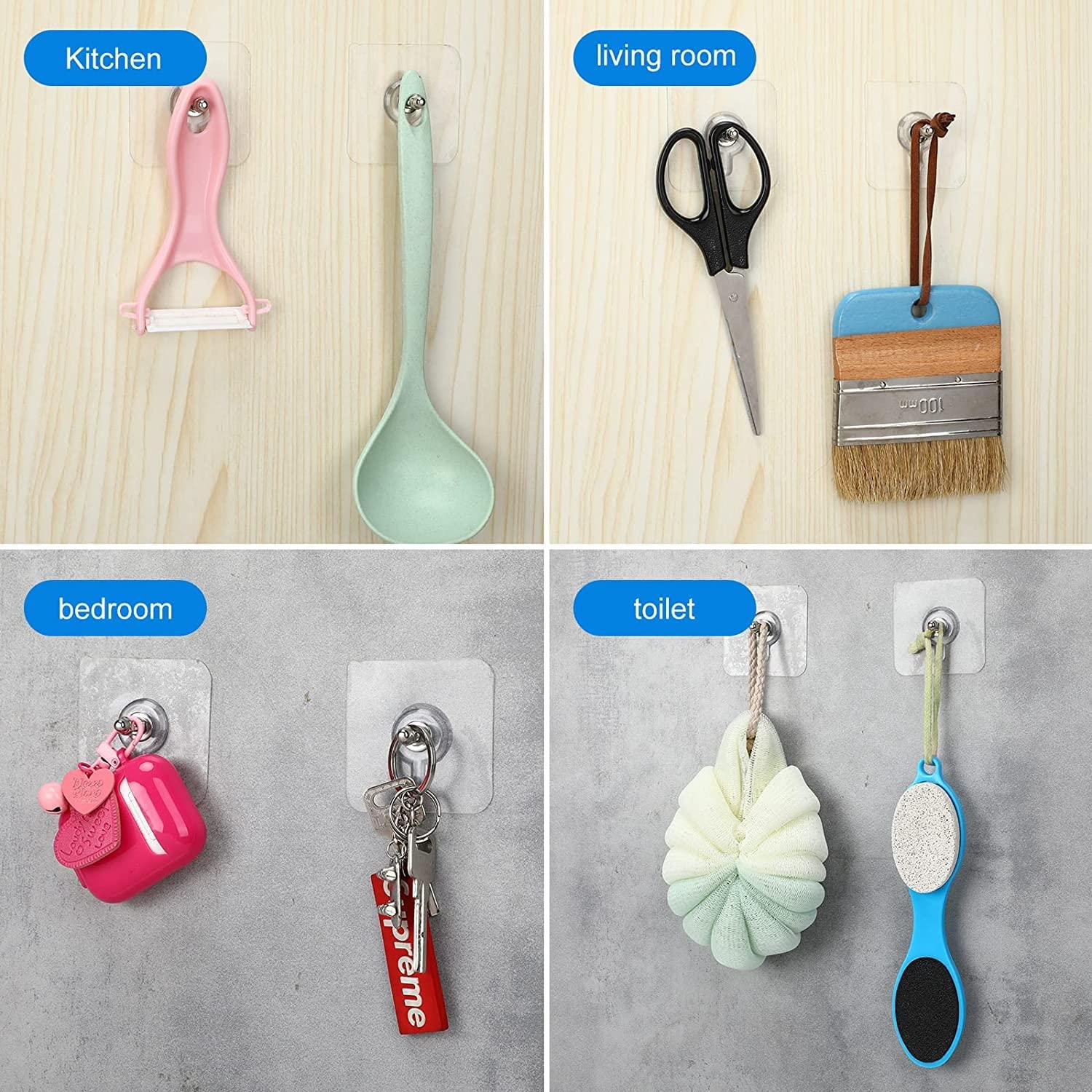 Wall Hooks 10 Pcs | Heavy-Duty Adhesive Wall Screws & Hanging Hooks | No-Drill Waterproof Stickers for Kitchen, Bathroom & Bedroom y17902-r9